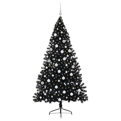 Künstlicher vorbeleuchteter Weihnachtsbaum Schwarz 180 cm PVC
