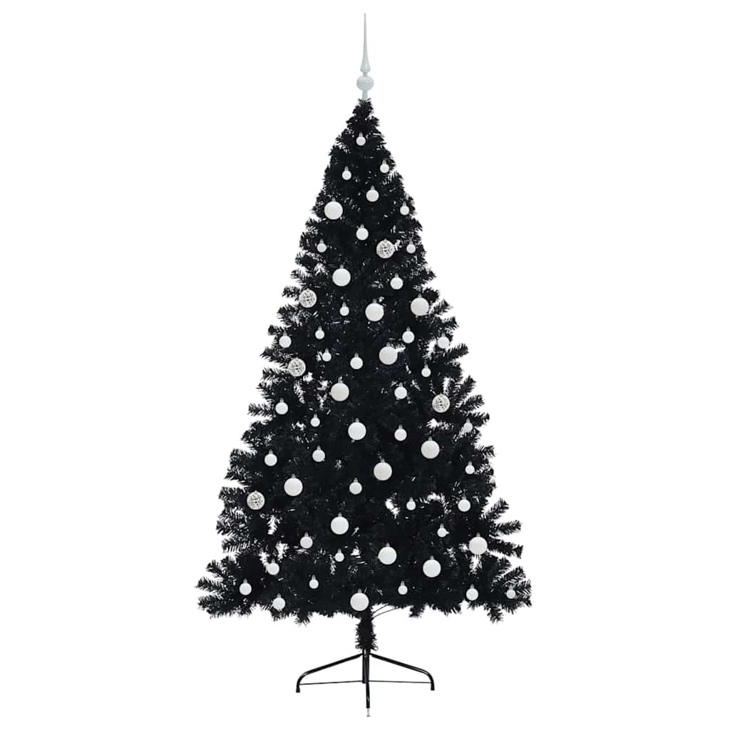 Künstlicher vorbeleuchteter Weihnachtsbaum Schwarz 180 cm PVC