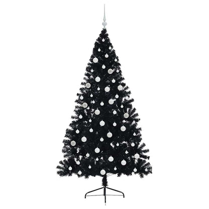 Künstlicher vorbeleuchteter Weihnachtsbaum Schwarz 180 cm PVC