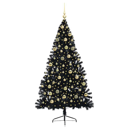 Künstlicher vorbeleuchteter Weihnachtsbaum Schwarz 180 cm PVC