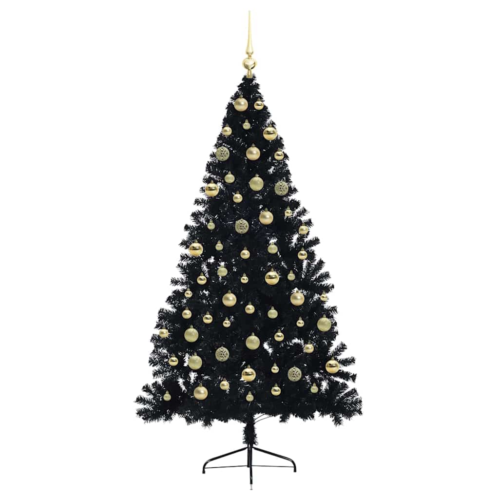 Künstlicher vorbeleuchteter Weihnachtsbaum Schwarz 180 cm PVC