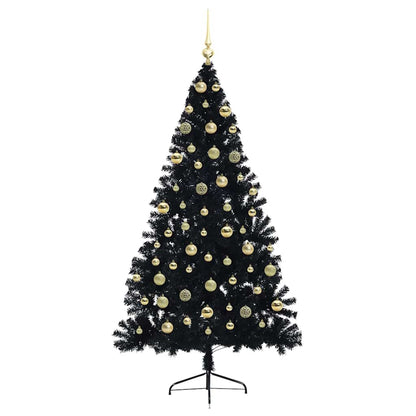 Künstlicher vorbeleuchteter Weihnachtsbaum Schwarz 180 cm PVC