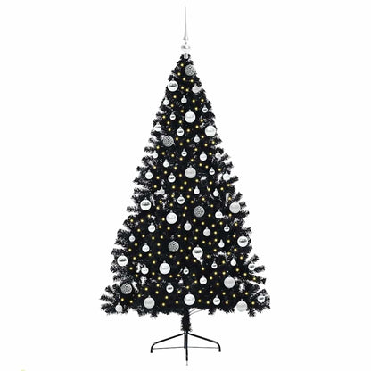 Künstlicher vorbeleuchteter Weihnachtsbaum Schwarz 180 cm PVC