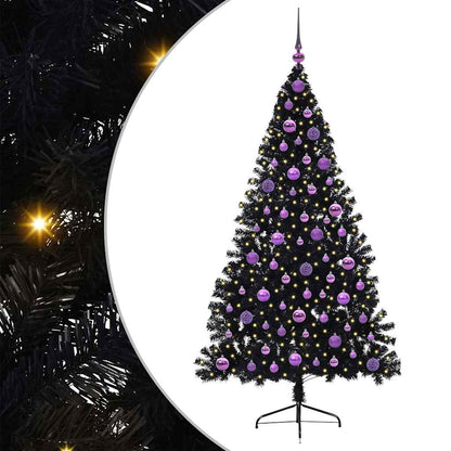 Künstlicher vorbeleuchteter Weihnachtsbaum Schwarz 180 cm PVC