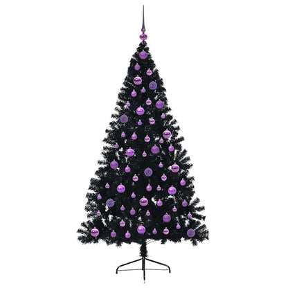 Künstlicher vorbeleuchteter Weihnachtsbaum Schwarz 180 cm PVC