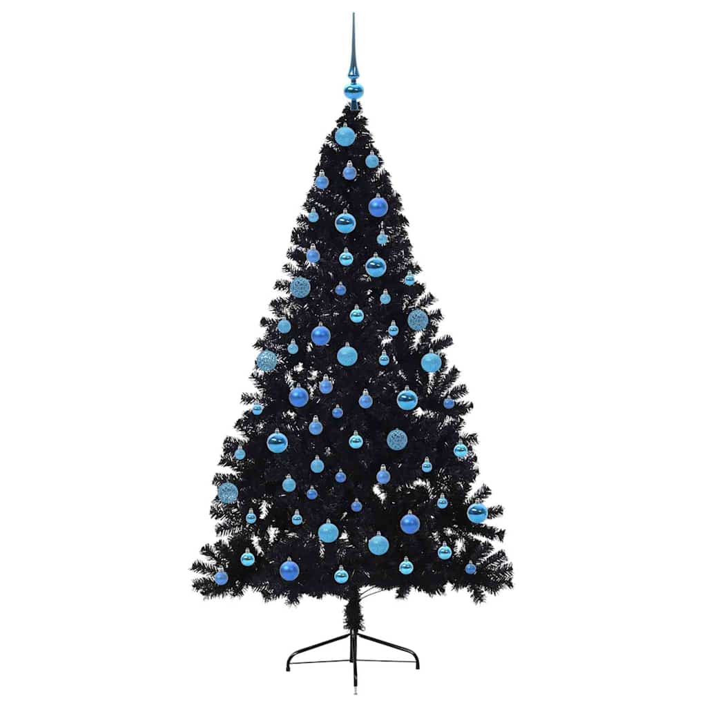 Künstlicher vorbeleuchteter Weihnachtsbaum Schwarz 180 cm PVC