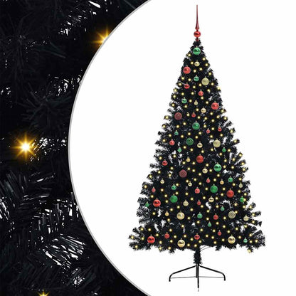 Künstlicher vorbeleuchteter Weihnachtsbaum Schwarz 180 cm PVC
