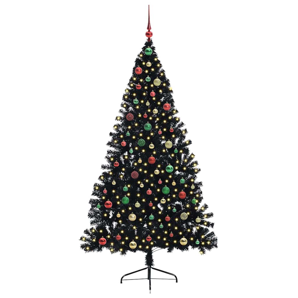 Künstlicher vorbeleuchteter Weihnachtsbaum Schwarz 180 cm PVC
