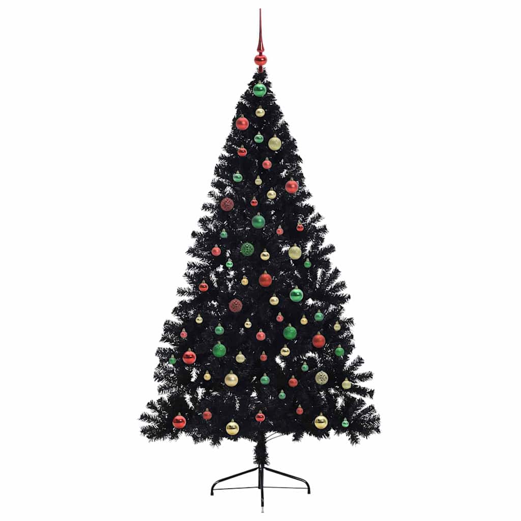 Künstlicher vorbeleuchteter Weihnachtsbaum Schwarz 180 cm PVC