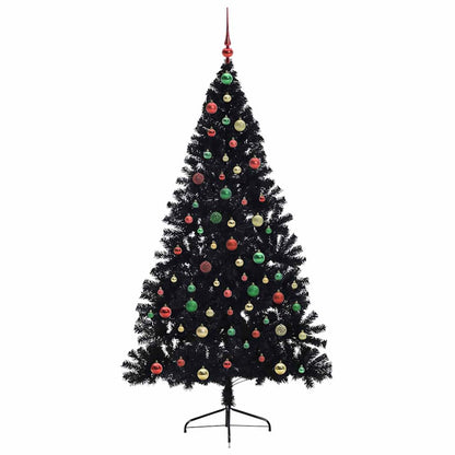 Künstlicher vorbeleuchteter Weihnachtsbaum Schwarz 180 cm PVC