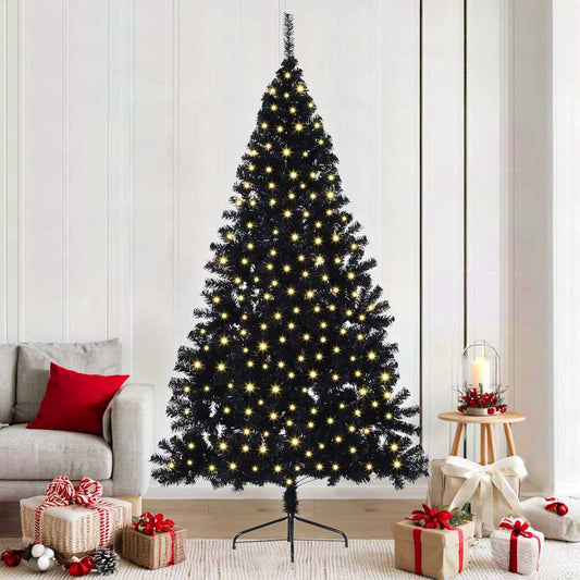 Künstlicher vorbeleuchteter Weihnachtsbaum Schwarz 210 cm PVC