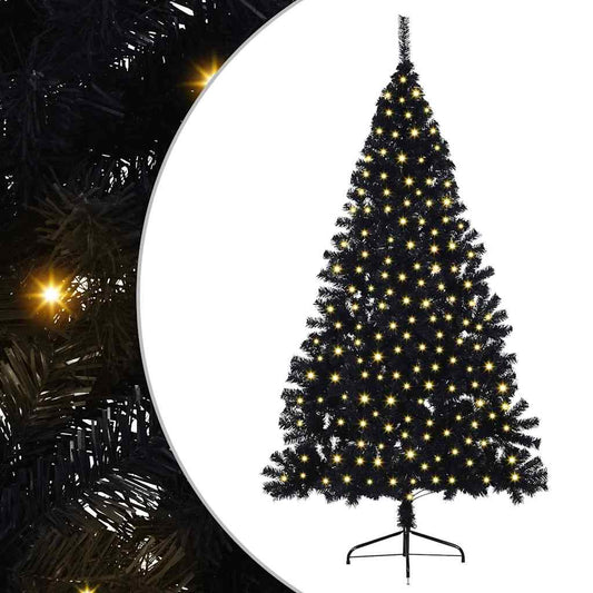 Künstlicher vorbeleuchteter Weihnachtsbaum Schwarz 210 cm PVC