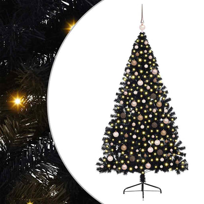 Künstlicher vorbeleuchteter Weihnachtsbaum Schwarz 210 cm PVC