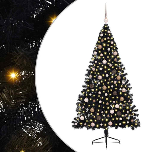 Künstlicher vorbeleuchteter Weihnachtsbaum Schwarz 210 cm PVC