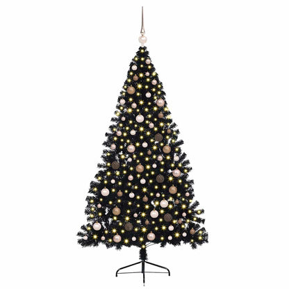 Künstlicher vorbeleuchteter Weihnachtsbaum Schwarz 210 cm PVC