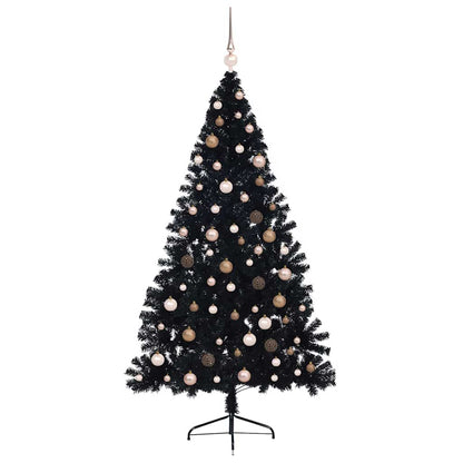 Künstlicher vorbeleuchteter Weihnachtsbaum Schwarz 210 cm PVC