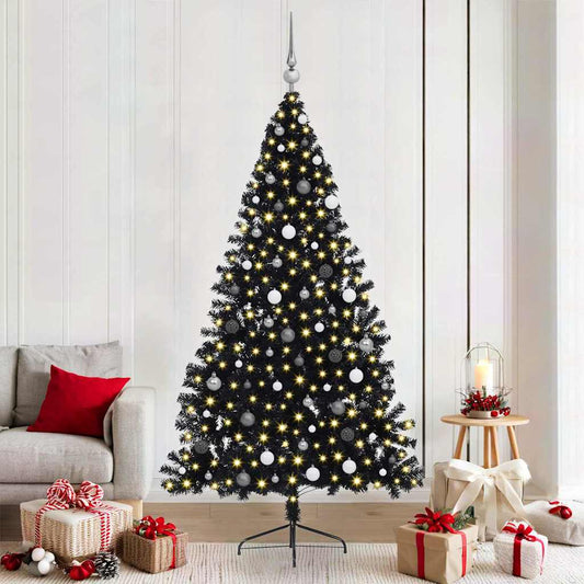 Künstlicher vorbeleuchteter Weihnachtsbaum Schwarz 210 cm PVC