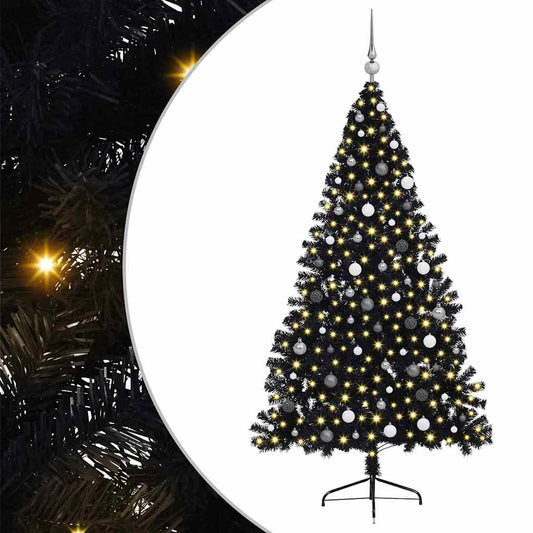 Künstlicher vorbeleuchteter Weihnachtsbaum Schwarz 210 cm PVC