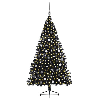 Künstlicher vorbeleuchteter Weihnachtsbaum Schwarz 210 cm PVC