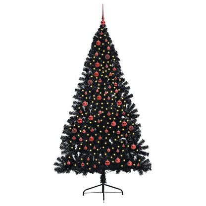 Künstlicher vorbeleuchteter Weihnachtsbaum Schwarz 210 cm PVC