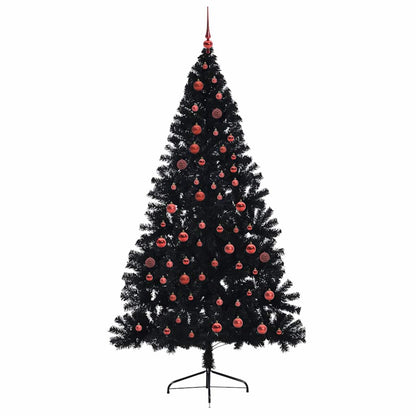 Künstlicher vorbeleuchteter Weihnachtsbaum Schwarz 210 cm PVC