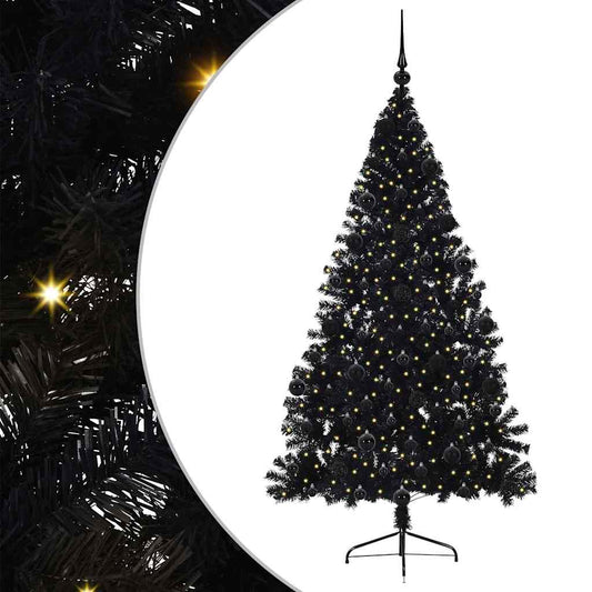 Künstlicher vorbeleuchteter Weihnachtsbaum Schwarz 210 cm PVC