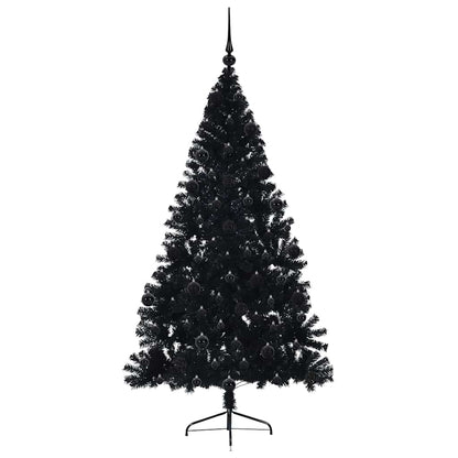 Künstlicher vorbeleuchteter Weihnachtsbaum Schwarz 210 cm PVC