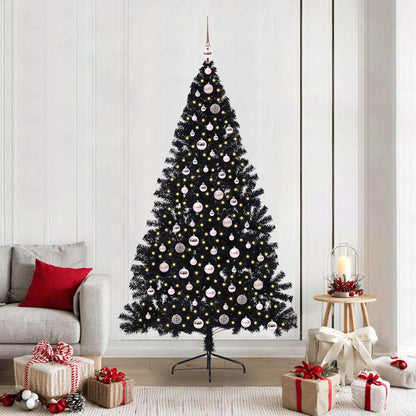 Künstlicher vorbeleuchteter Weihnachtsbaum Schwarz 210 cm PVC