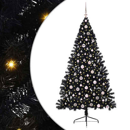Künstlicher vorbeleuchteter Weihnachtsbaum Schwarz 210 cm PVC