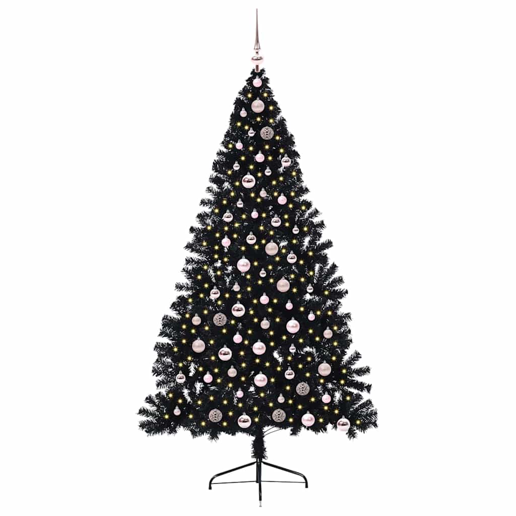 Künstlicher vorbeleuchteter Weihnachtsbaum Schwarz 210 cm PVC