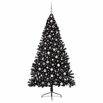 Künstlicher vorbeleuchteter Weihnachtsbaum Schwarz 210 cm PVC
