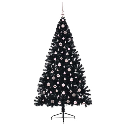 Künstlicher vorbeleuchteter Weihnachtsbaum Schwarz 210 cm PVC