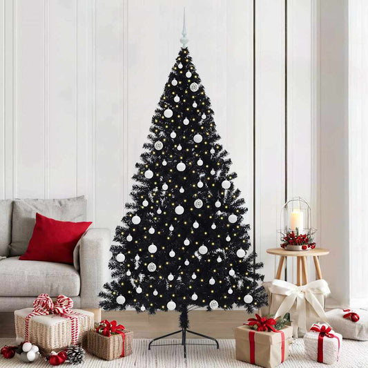 Künstlicher vorbeleuchteter Weihnachtsbaum Schwarz 210 cm PVC