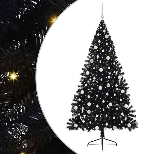Künstlicher vorbeleuchteter Weihnachtsbaum Schwarz 210 cm PVC