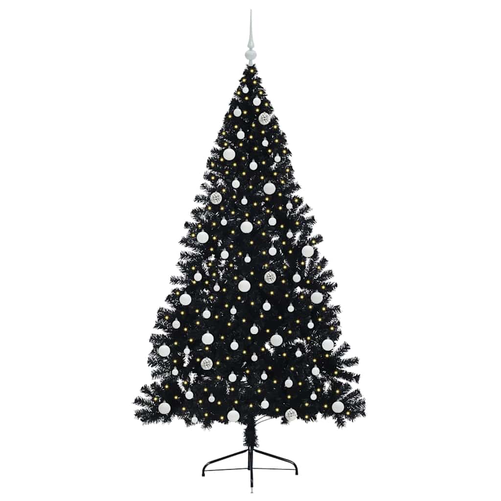 Künstlicher vorbeleuchteter Weihnachtsbaum Schwarz 210 cm PVC