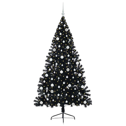 Künstlicher vorbeleuchteter Weihnachtsbaum Schwarz 210 cm PVC