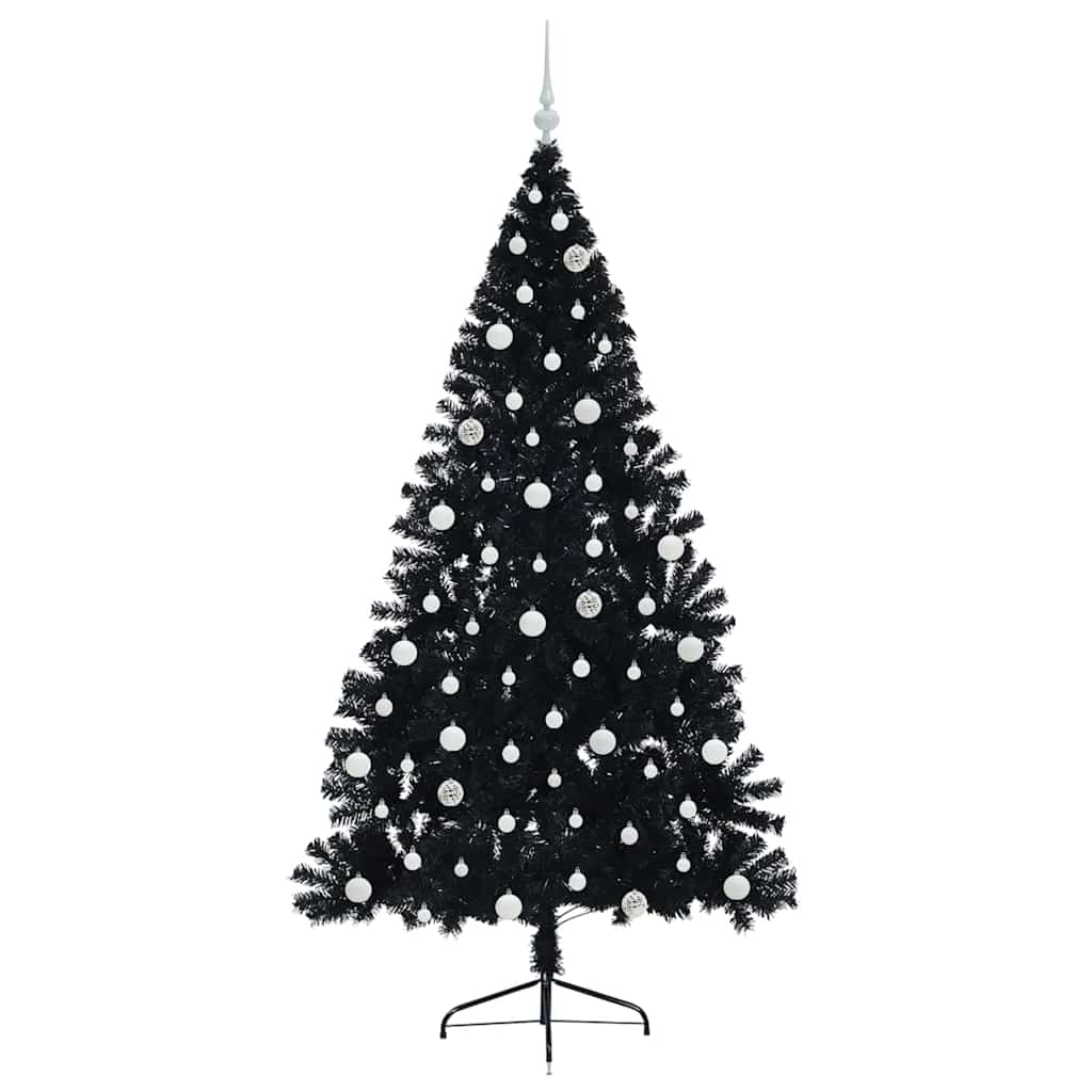 Künstlicher vorbeleuchteter Weihnachtsbaum Schwarz 210 cm PVC