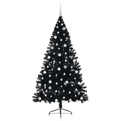 Künstlicher vorbeleuchteter Weihnachtsbaum Schwarz 210 cm PVC