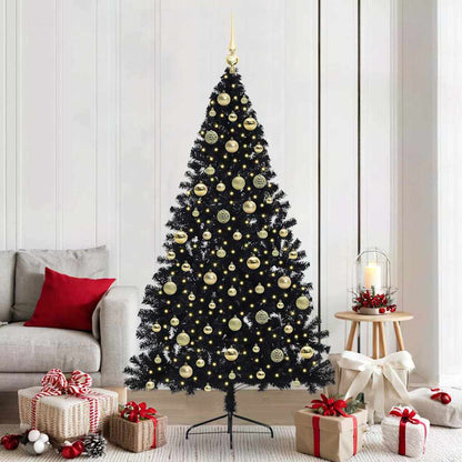 Künstlicher vorbeleuchteter Weihnachtsbaum Schwarz 210 cm PVC