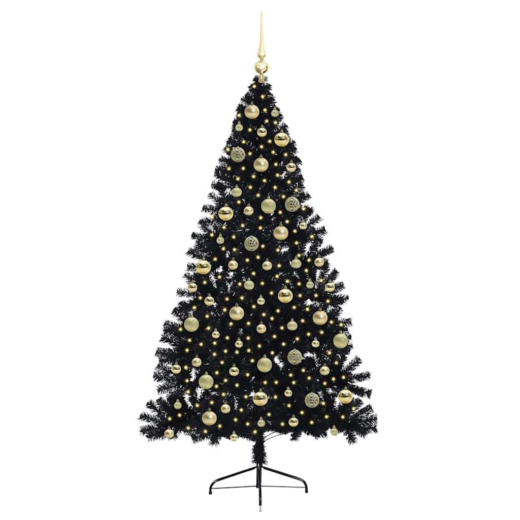 Künstlicher vorbeleuchteter Weihnachtsbaum Schwarz 210 cm PVC