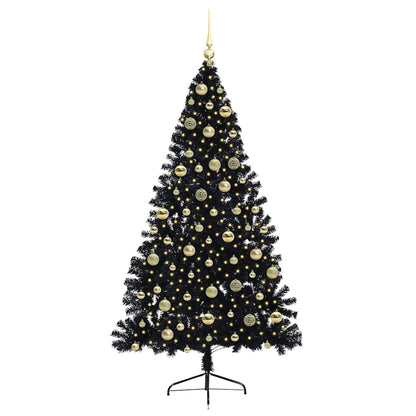 Künstlicher vorbeleuchteter Weihnachtsbaum Schwarz 210 cm PVC