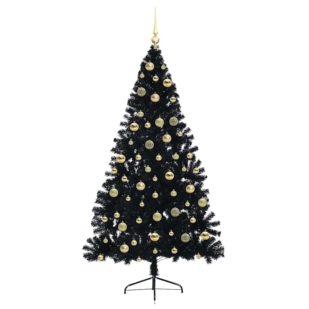 Künstlicher vorbeleuchteter Weihnachtsbaum Schwarz 210 cm PVC