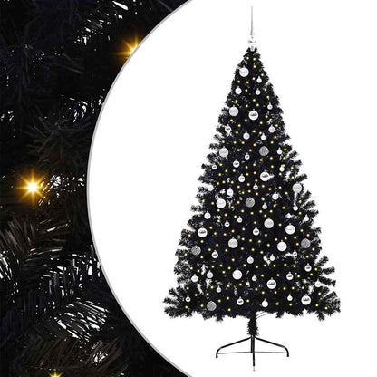 Künstlicher vorbeleuchteter Weihnachtsbaum Schwarz 210 cm PVC