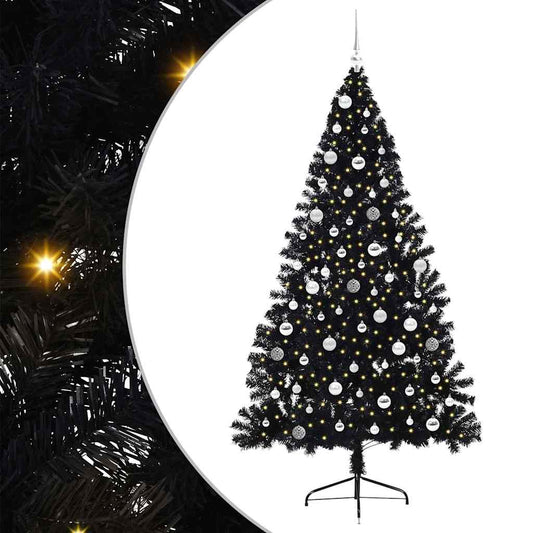 Künstlicher vorbeleuchteter Weihnachtsbaum Schwarz 210 cm PVC