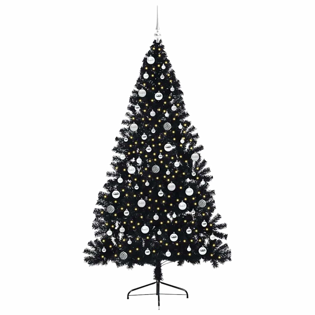 Künstlicher vorbeleuchteter Weihnachtsbaum Schwarz 210 cm PVC