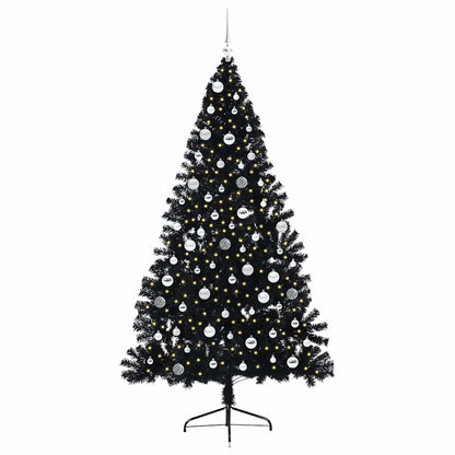 Künstlicher vorbeleuchteter Weihnachtsbaum Schwarz 210 cm PVC