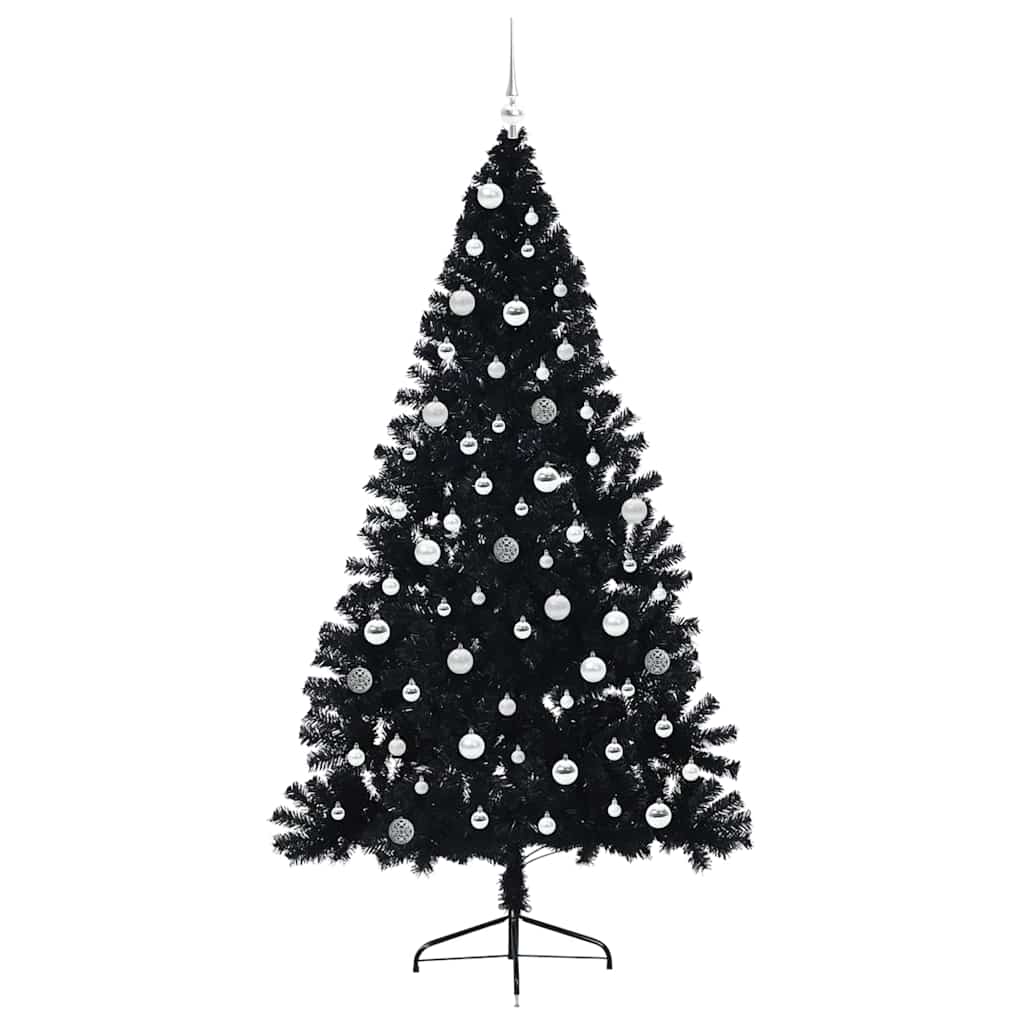 Künstlicher vorbeleuchteter Weihnachtsbaum Schwarz 210 cm PVC