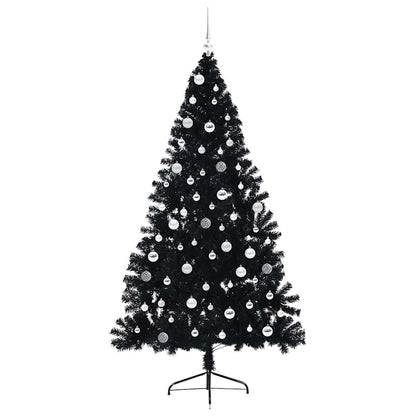 Künstlicher vorbeleuchteter Weihnachtsbaum Schwarz 210 cm PVC