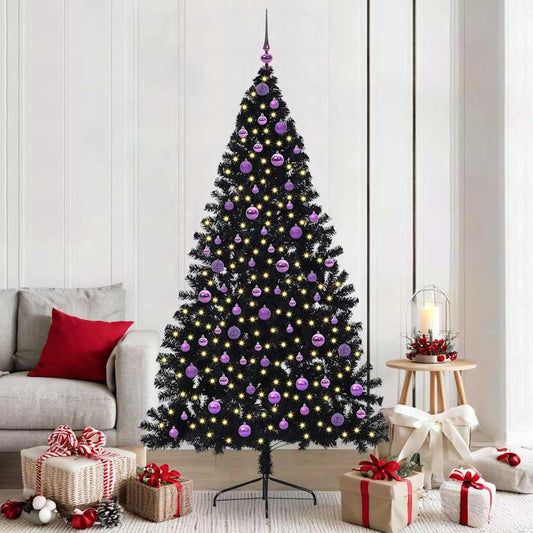 Künstlicher vorbeleuchteter Weihnachtsbaum Schwarz 210 cm PVC