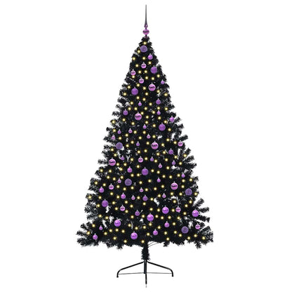 Künstlicher vorbeleuchteter Weihnachtsbaum Schwarz 210 cm PVC